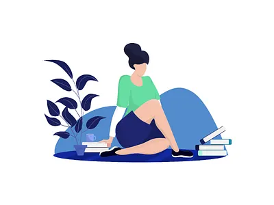 Finals week books design illustration lady learning onboarding study