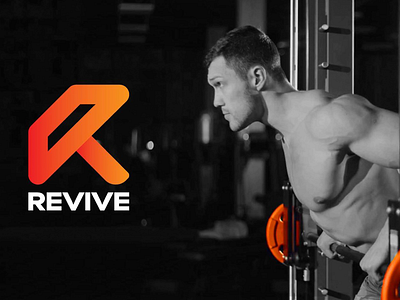 Revive Logo barbell brand branding dumbbell fitness gym gym logo icon logo orang