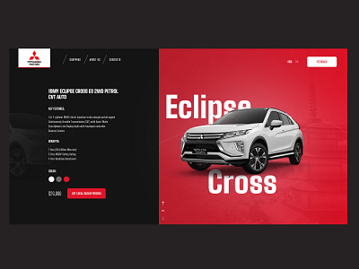 Mitsubishi Concept car design onepage red ui