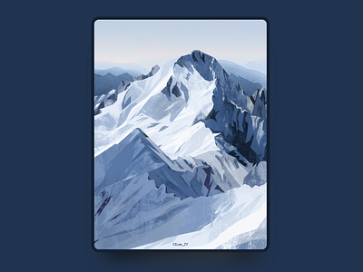 Winter story illustration illustration practice punch landscape mountain restless illustration scene snow texture illustration white winter