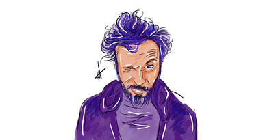 Purple crazy illustrator portrait sketch