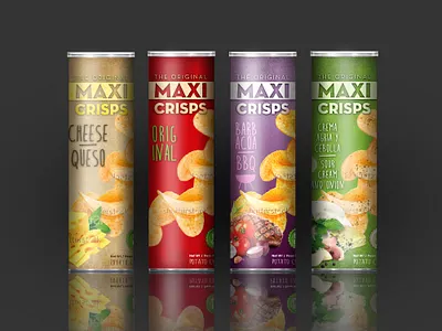 Maxi Crisp can 3d barbecue cheese chips cream crisps graphic design original