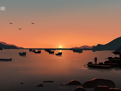 Fishing boat gui illustration pc tob ui ui design web