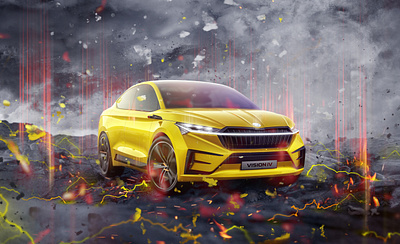 Škoda VISION IV • Photo Manipulation art car cgi concept concept art design digital art dribbble electric illustration landscape logo photo photomanipulation photoshop retouching shot skoda storm ui ux vision