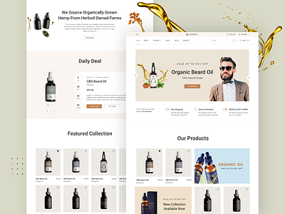 HERBOIL - Beard Oil Online Store V3 app design branding design ecommerce ecommerce app illustration shop shopify shopping app typography ui uidesign uiux user experience userinterface web web design website