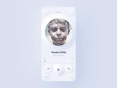 Neumorphic Music Player (light version) animated app concept interaction ios iphone light minimal minimalism music music player neumorph neumorphic neumorphism player player ui simplicity ui uiux white