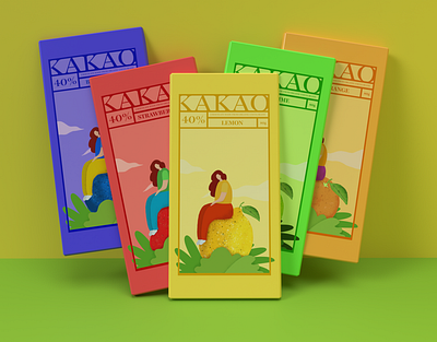 Packaging design for Kakao Chocolate berries candy candy bar chocolate chocolate bar color colorful colors food fruit graphic design illustration packaging packaging desing