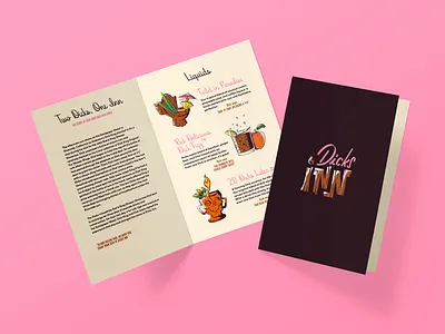 Dicks Inn americana bar branding fun funny humor illustration menu design restaurant retro texture tiki bar