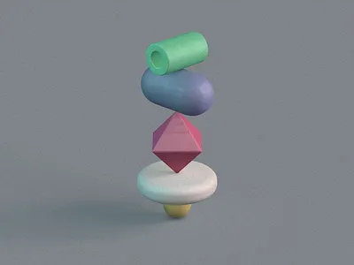 Primitive Stack 4 3d 3d art 3d artist blue c4d cinema4d design green primitivegeometry primitives red render shapes white yellow