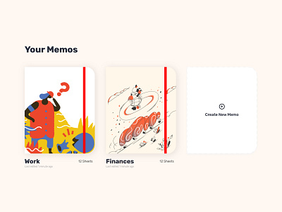 Memos and notesbooks #MemoApp #usememo adobe xd cards illustrations madewithxd memo memos notebooks notes ui ux