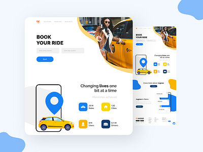 Ride sharing website design flat icon illustration minimal ui ux vector web website