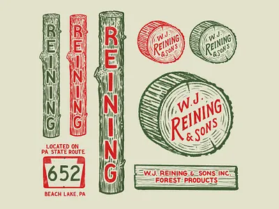 W.J. Reining & Sons Inc. branding hand lettering illustration logo logotype lumber pennsylvania