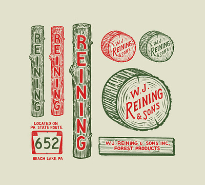 W.J. Reining & Sons Inc. branding hand lettering illustration logo logotype lumber pennsylvania