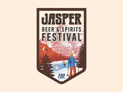 Jasper Beer Festival Logo badge badge design beer beer fest beer festival brand identity design branding branding design craft beer design hockey illustration jasper logo logo design mountain skiing snowshoe typography