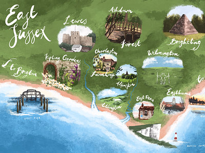 Map of East Sussex digital art east sussex editorial illustration hand lettering illustration map procreate