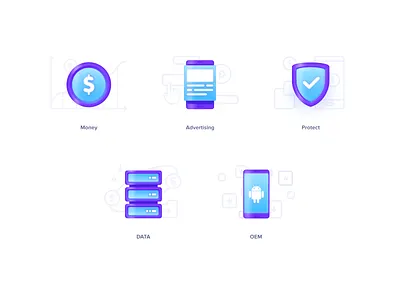 Icon Set data design gradient icon icon set iconography illustration money phone protect vector