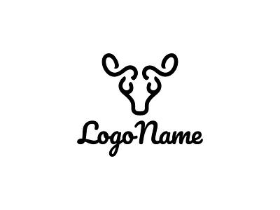 Black Bull Logo animal black bovine bull cow design horned horns logo logo design logos mascot yak