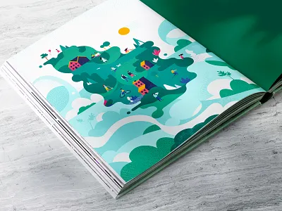 Green Serbia - Illustration Concept abstract blue buildings characters composition contrast curves design art digital art dots forms grainy green illustration landing nature organic poster art serbia textures