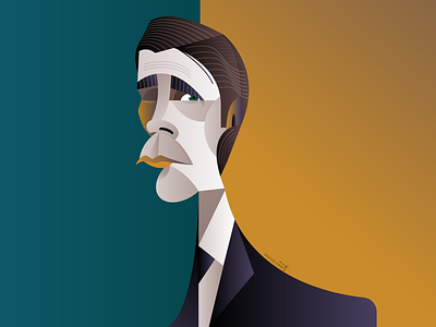 Christian Bale character christian bale design dribbble geometric geometry illustration illustrator portrait