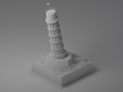 Italian Lighthouse: Clay blender clayrender illustration isometric italy joke lighthouse lowpoly modeling pisa tower