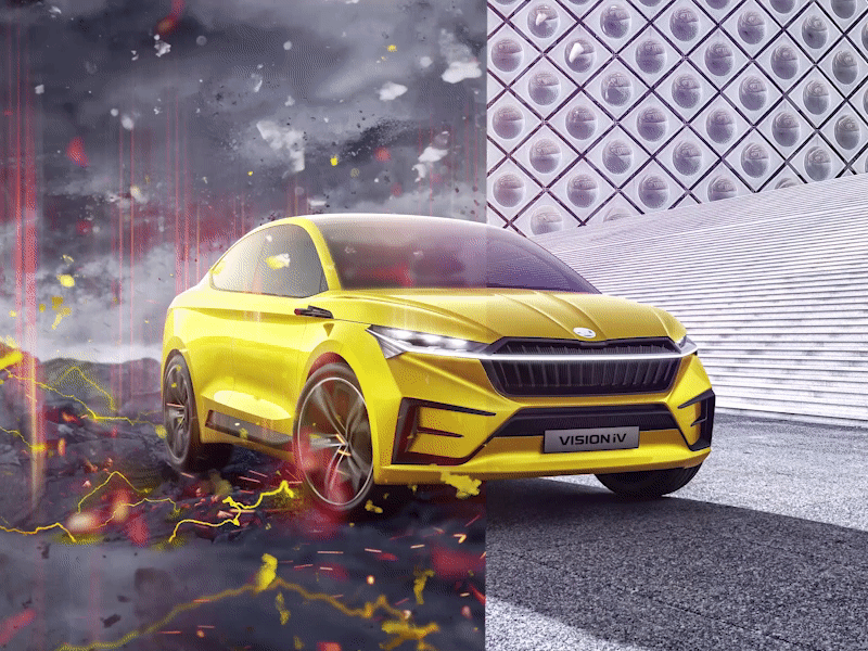 Škoda VISION IV • Before & After animation art branding car concept design dribbble illustration inspiration logo photography photomanipulation photoshop retouching skoda storm surreal ui ux vector vision