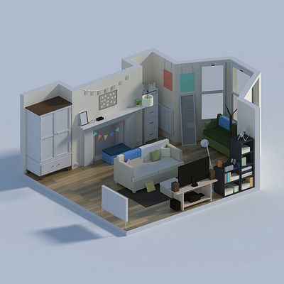 Living Room 3d blender blender3d design house render