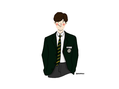 High school student boy character design drawing illust illustration man school student uniform