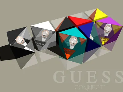 GUESS CONNECT watch box 3d box design connect eye catching graphic design logo traingle watch
