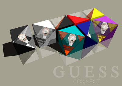 GUESS CONNECT watch box 3d box design connect eye catching graphic design logo traingle watch