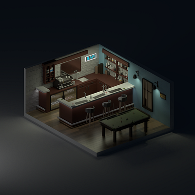 Bar 3d bar blender blender3d design digital digitalart house render style