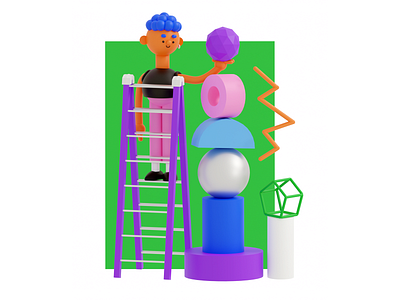 brainybox 3d illustration blender branding character commercial art design illustration