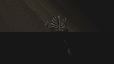 Junk Ship and What's Beneath the Deep adobe adobe photoshop adventure boat design godrays grain graphic graphicdesign illustrator junk kraken ship