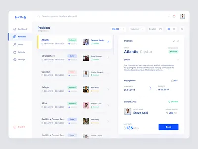 Artists Booking Platform dashboard design software design webdesign