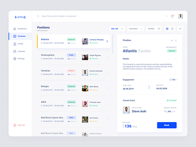 Artists Booking Platform dashboard design software design webdesign