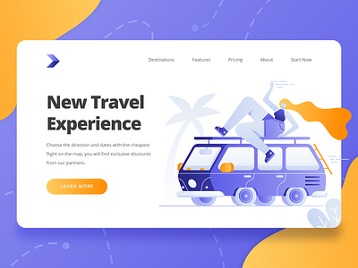 Travel Startup Landing Page 1 2d booking booking app business character finance flat flat illustration flight app girl landing page modern startup startup app travel travel app ui ux vacation vector