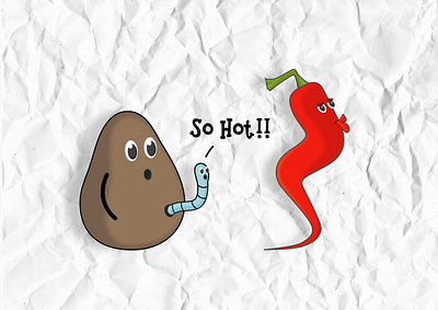 So Hot!! adult avacado cartoon chillie digitalart funny illustraion illustrator inkscape worm