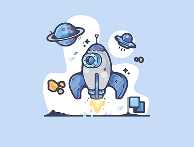 The Final Frontier adobe art cartoon clean color creative designer dribbble flat graphic graphic design illustration illustrator modern portfolio rocket sci fi shot simple space