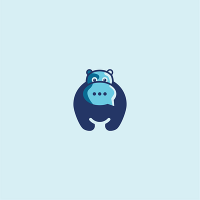 hippo chat logo animal chat chat app cute design hippo logo symbol symbol icon