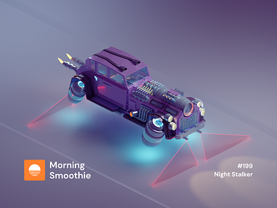 Night Stalker 3d 3d art blender blender3d car dieselpunk diorama fantasy hover hovercraft illustration isometric isometric design isometric illustration low poly retro science fiction scifi steampunk