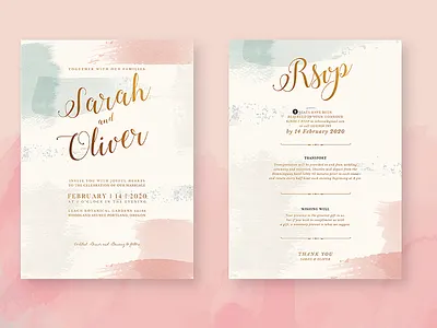 Modern Wedding Invitation brush stroke graphic graphic design modern modern graphics modern wedding modern wedding invitation pastel pastel colors pastels rsvp wedding wedding card wedding invitation wedding invite
