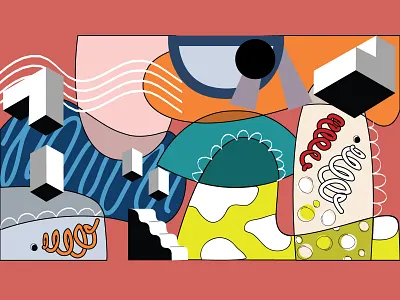 Close Quarters 3d abstract abstract design colors illustration art mural mural design shapes women in illustration