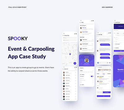 Spooky Case Study on Behance app case studies app design behance carpool carpooling app casestudy event app events france location map party app payment ride share user profile ux steps uxdesign uxui web case studies