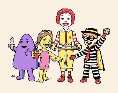 McD Mascots art drawing fast food illustration mascots mcd mcdonalds