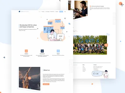 Gems Dev - company site branding design flat illustration minimal typography ui vector web website
