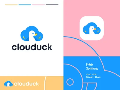 Clouduck - Logo Design agency blue branding cloud cloud logo digital duck duck logo logo design logo design concept logo designer pink web solitions yellow