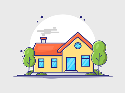 House illustration home house illustration landscape line line art lineart treehouse trees vector