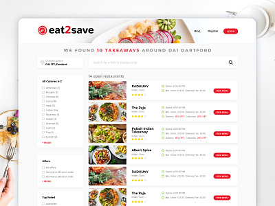 Restaurant Listing desktop flat home index landing restaurant listing ui ux weblayout webmockup website