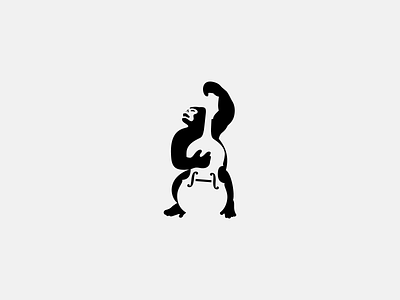 strong sound animal black gorilla illustration logo negative space play simple sound strong tune white