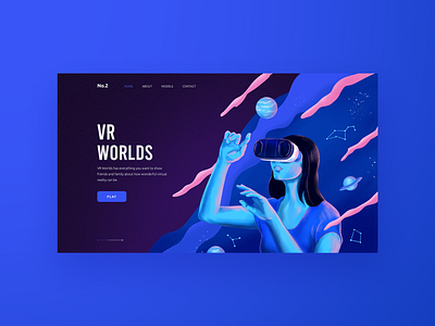 VR - concept design branding concept design cyberpunk fintech future galaxy graphic design hero image illustration landing page technology typography ui virtual reality vr web web design web app website woman illustration