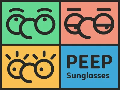 Peep Sunglasses bold branding character color logo